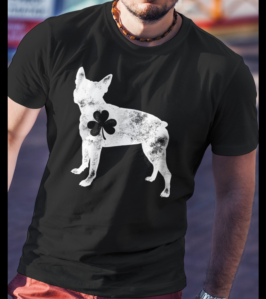 Boston Terrier Dog Shamrock St Patricks Day Men T-Shirt