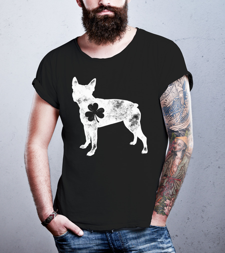 Boston Terrier Dog Shamrock St Patricks Day Men T-Shirt