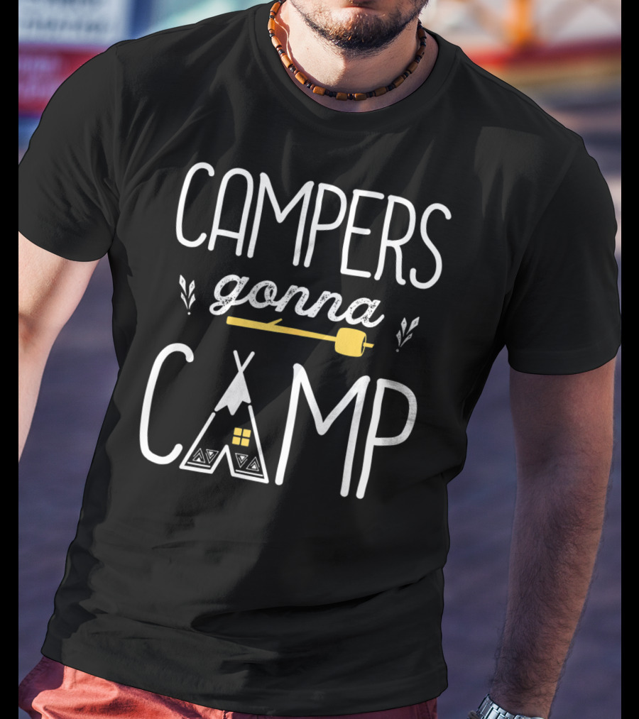 Campers Gonna Camp Funny Outdoor Camping Teepee Marshmallow T-Shirt