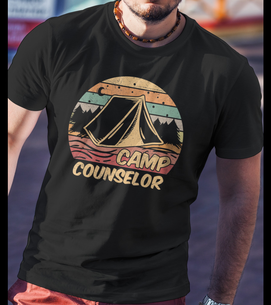Camp Counselor Tent Mountain Forest Retro Camping Camp Lovers T-Shirt