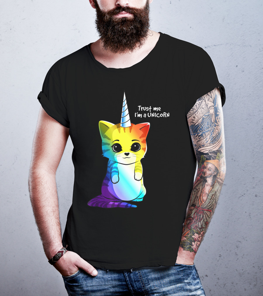 Trust Me I'm A Caticorn Unicorn Cat Kittycorn Girls Women Rainbow T-Shirt