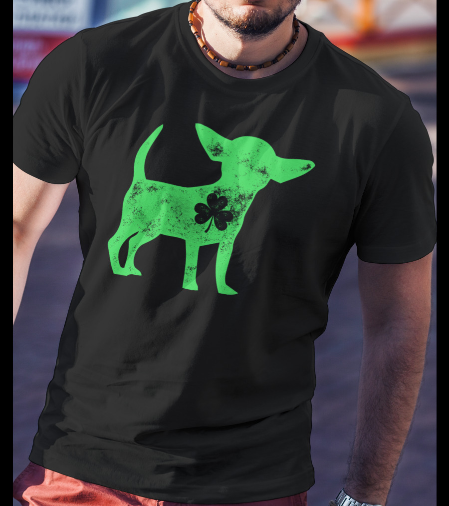 Chihuahua St Patricks Day Dog Lover Shamrock Iconic Green T-Shirt