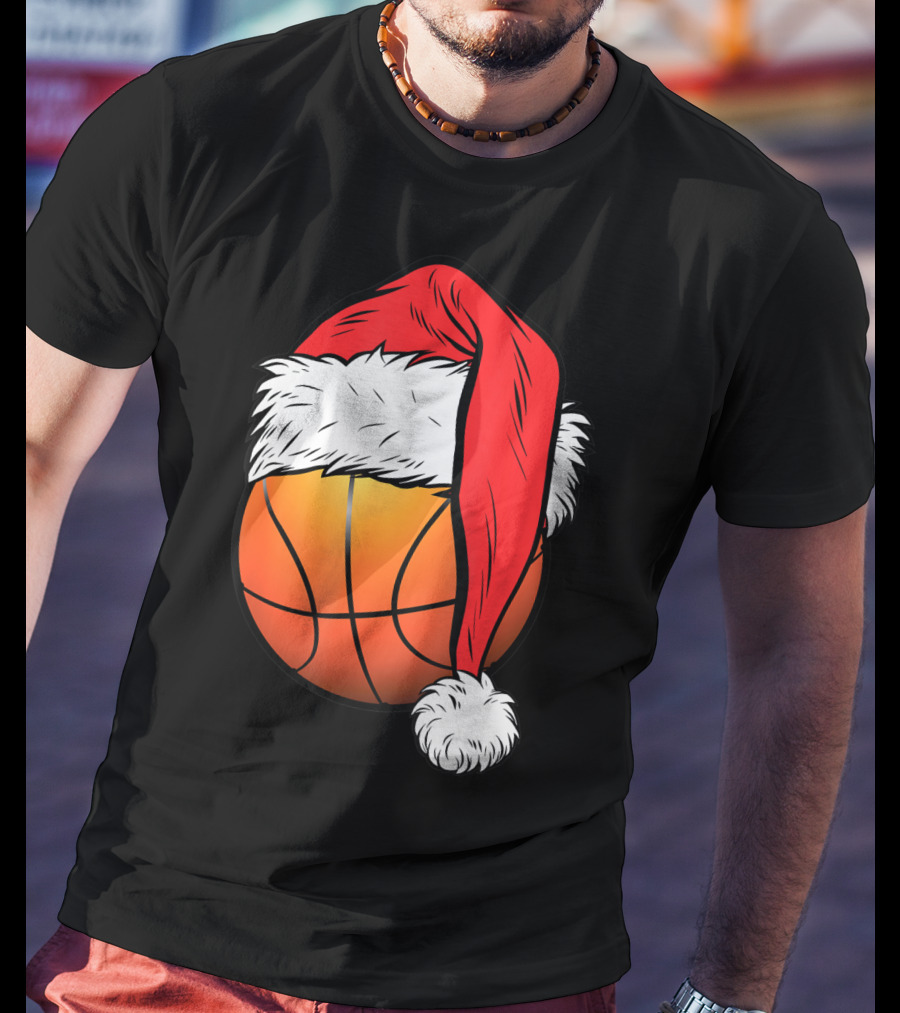 Christmas Santa Basketball Ball Sport T-Shirt
