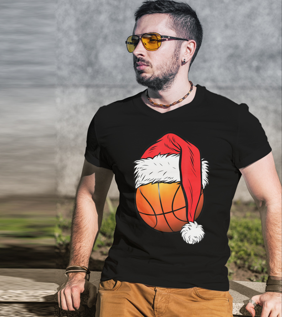 Christmas Santa Basketball Ball Sport T-Shirt
