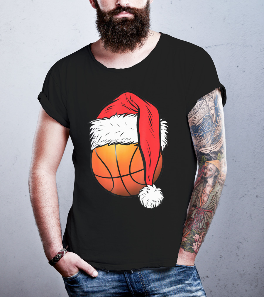 Christmas Santa Basketball Ball Sport T-Shirt