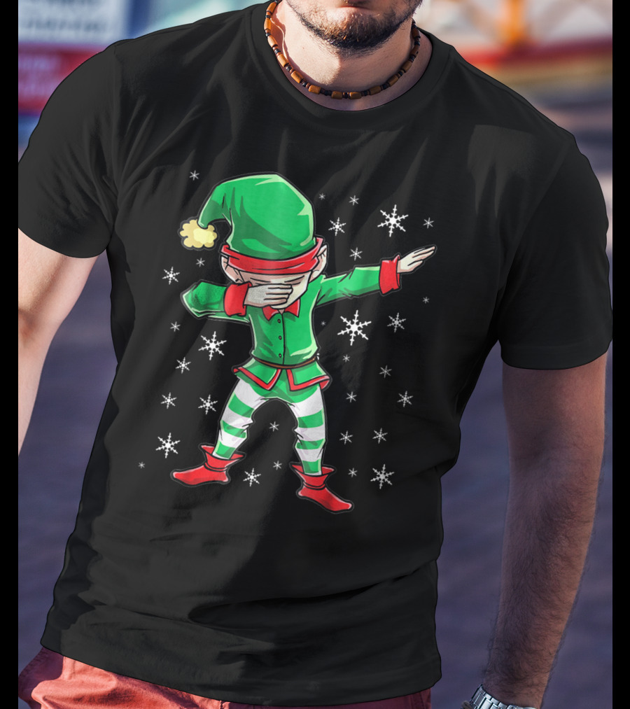 Christmas Dabbing Elf Squad Snowflake Dance T-Shirt