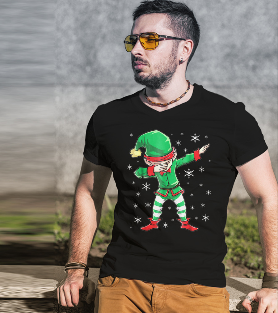 Christmas Dabbing Elf Squad Snowflake Dance T-Shirt