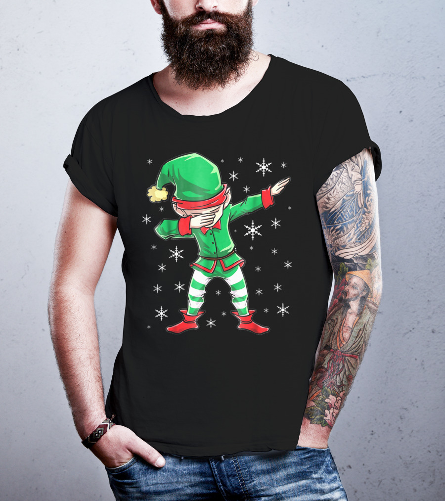 Christmas Dabbing Elf Squad Snowflake Dance T-Shirt