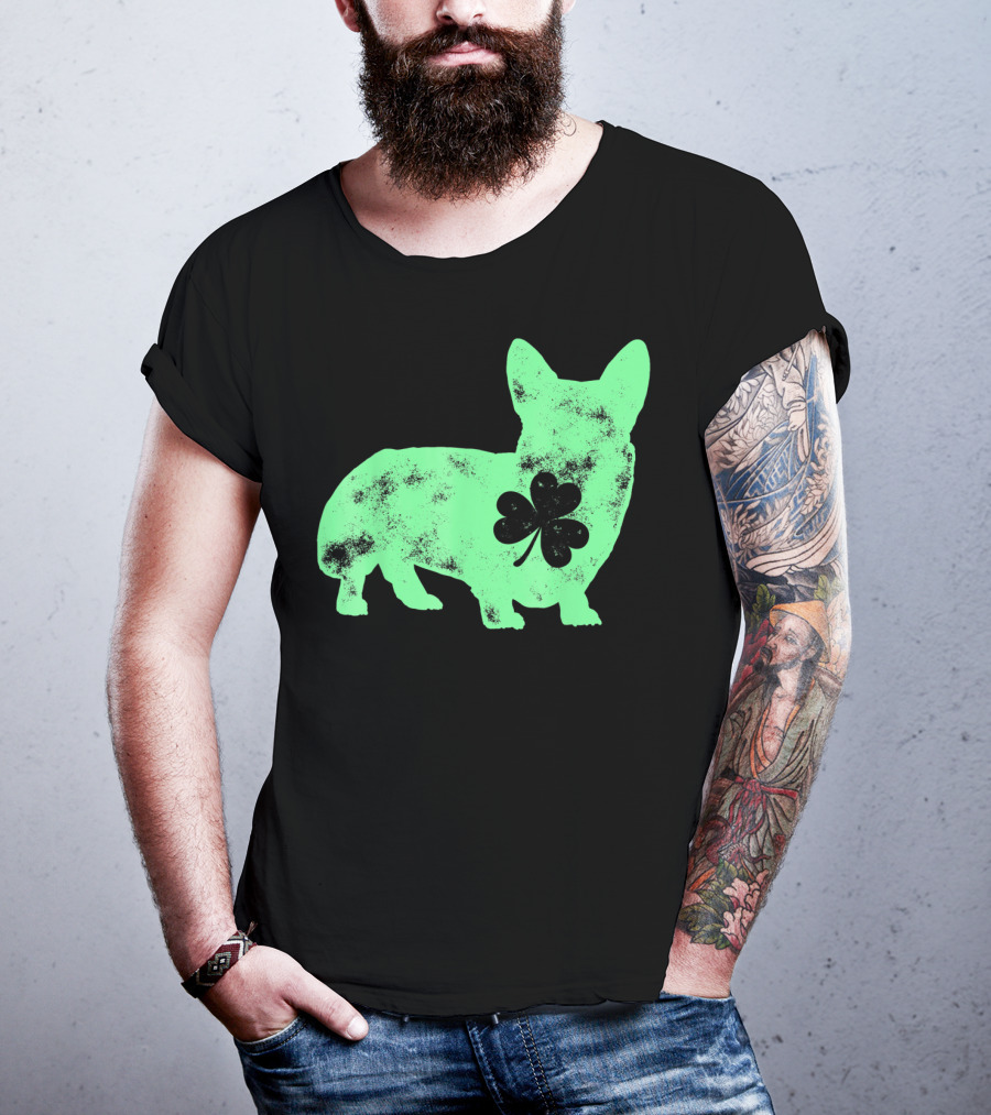 Corgi Shamrock Dog Lover St Patricks Day T-Shirt