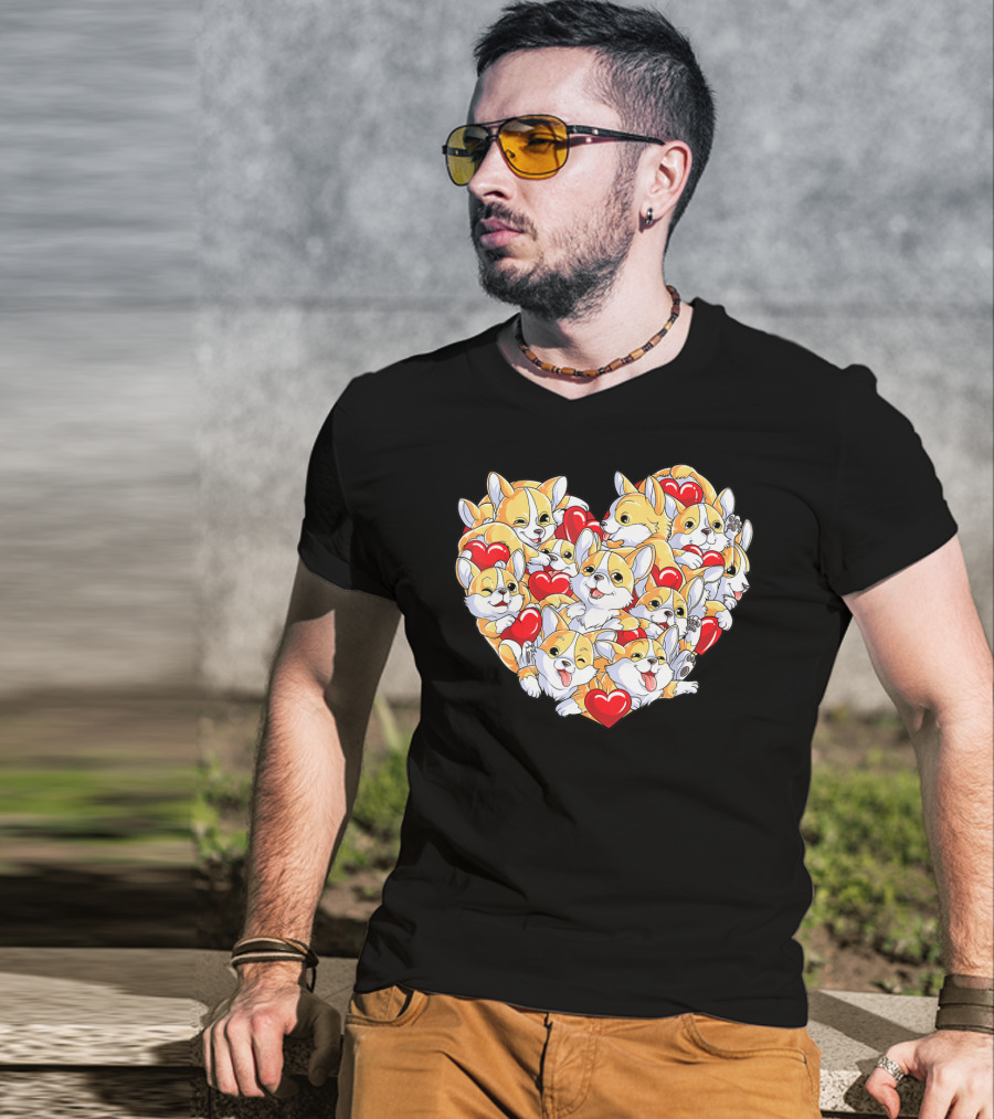 Valentines Day Corgi Heart Dog Lover Boys Love T-Shirt