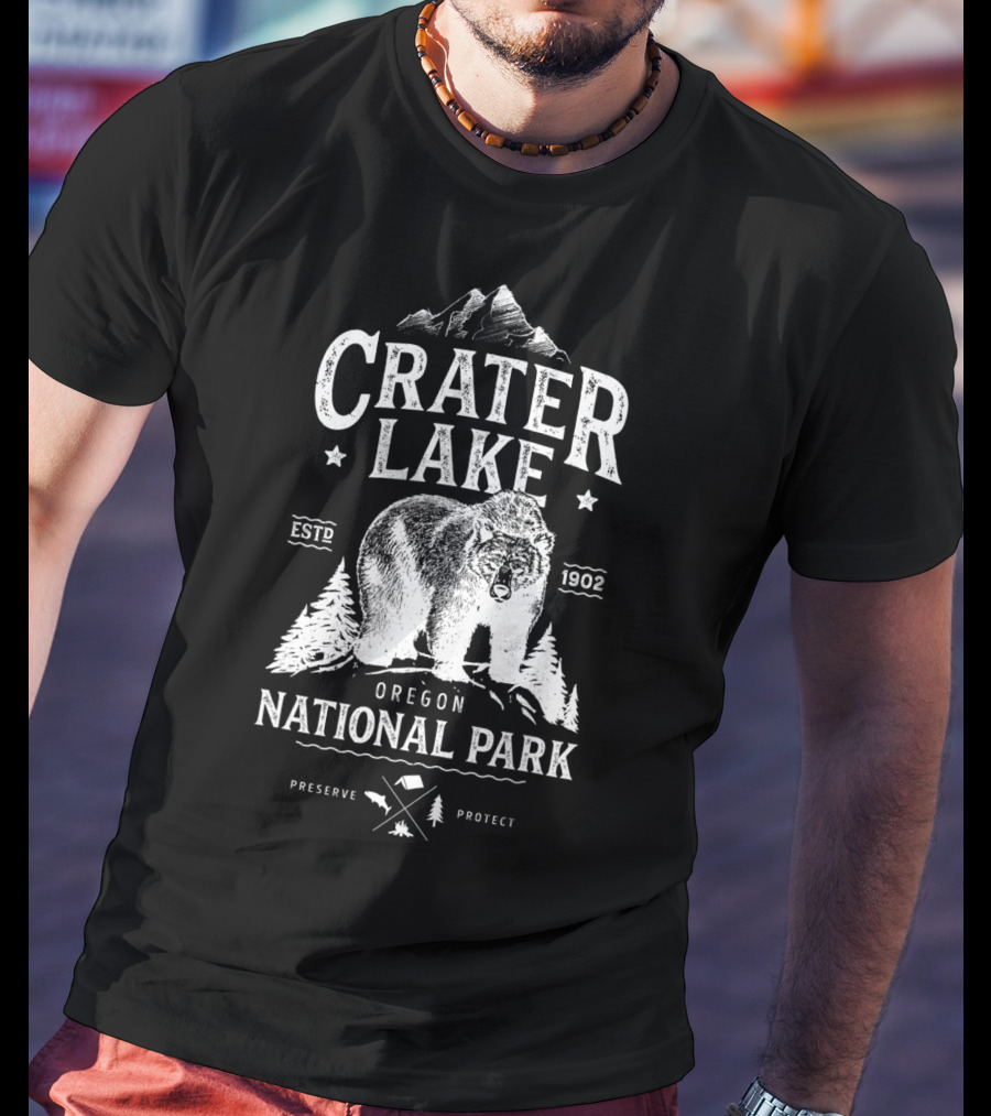 Crater Lake National Park Oregon Bear Preserve Protect Estd 1902 T-Shirt