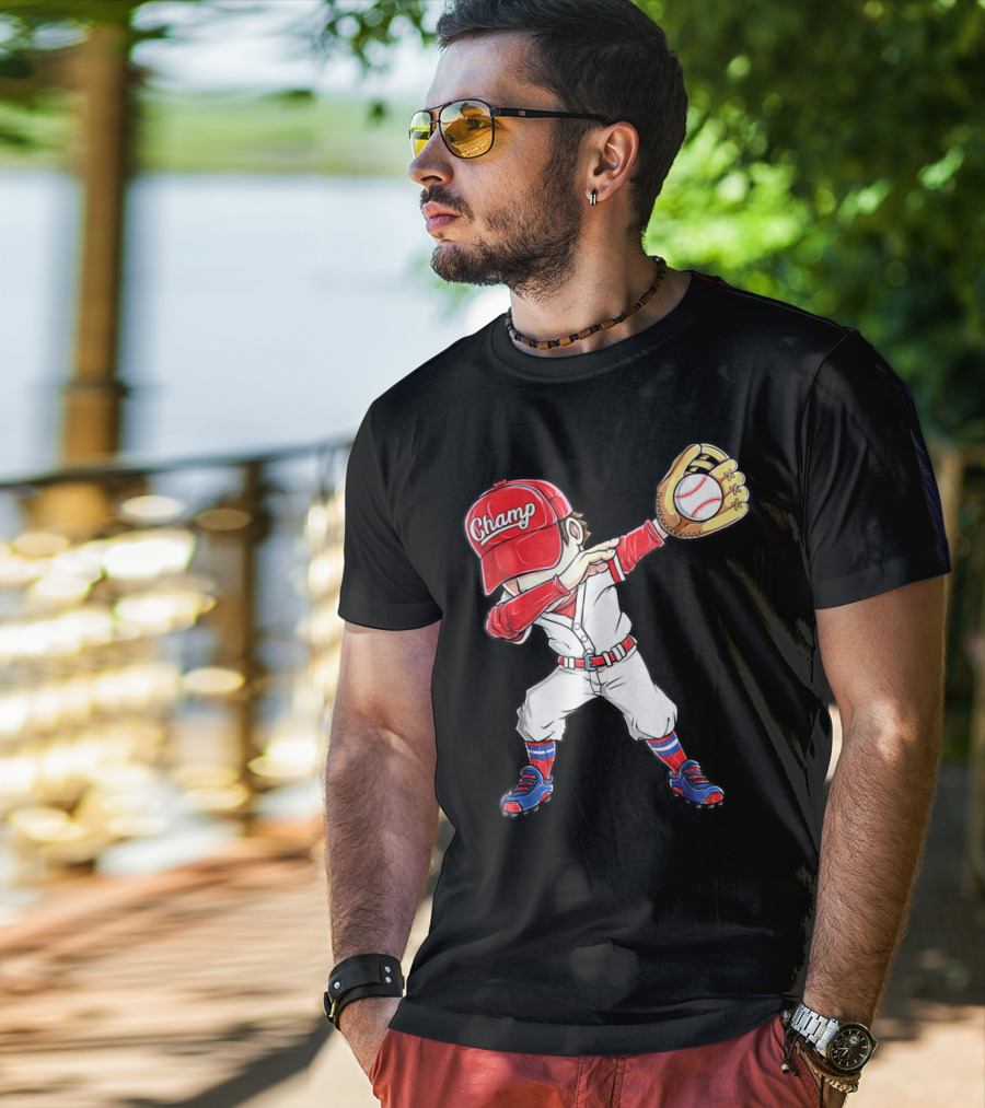 Dabbing Champ Baseball Catcher Pitcher T-Shirt