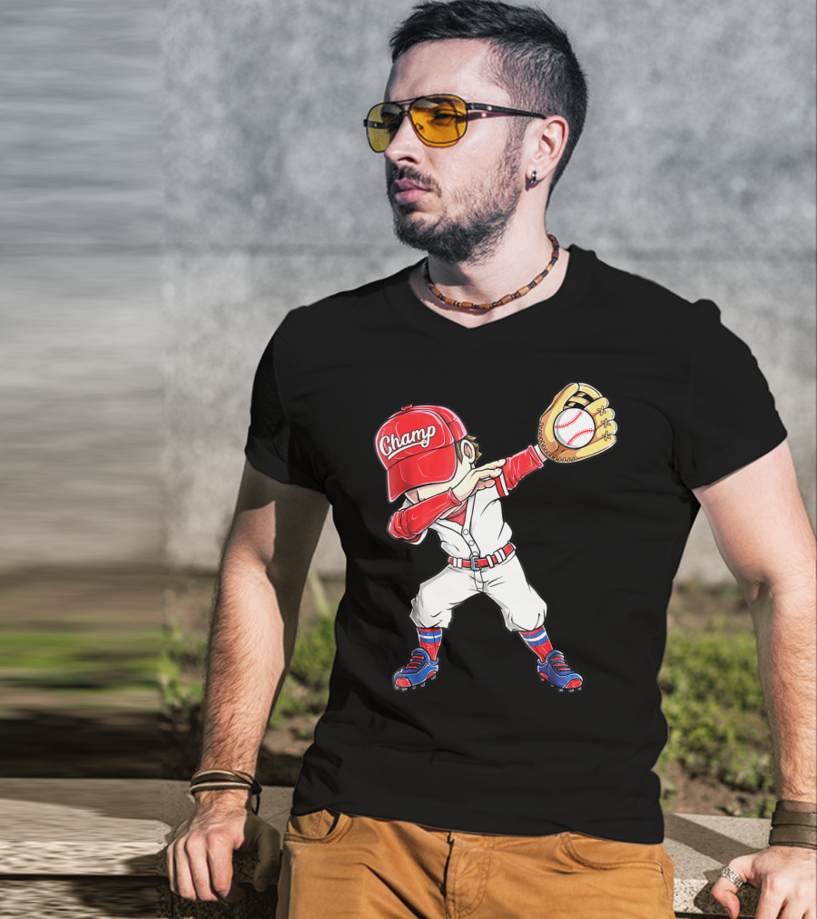 Dabbing Champ Baseball Catcher Pitcher T-Shirt