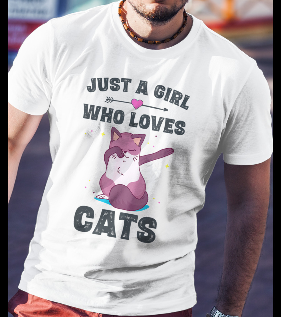 Just A Girl Who Loves Cats Dabbing Cat Lover T-Shirt