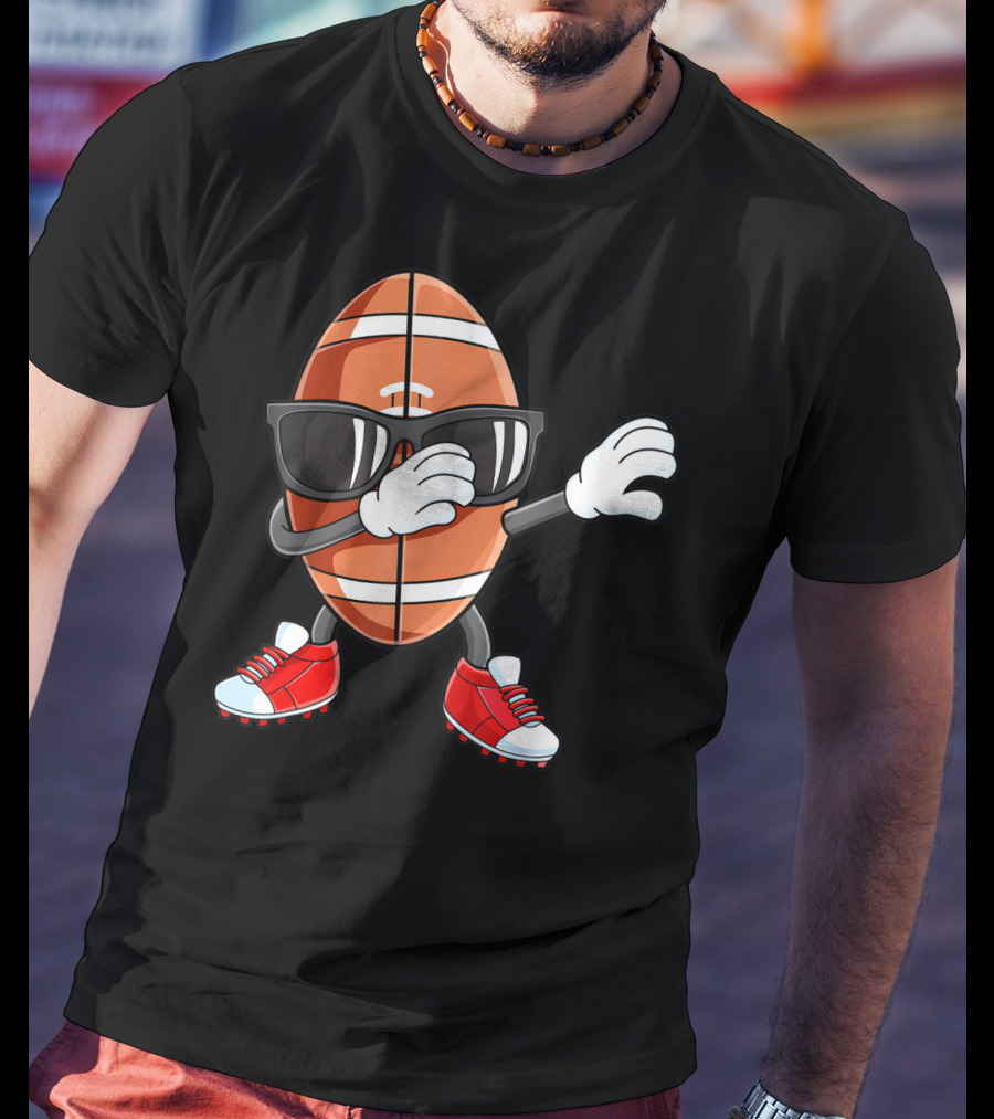 Dabbing Football Sport Funny Dab Dance Cartoon Rugby Player T-Shirt