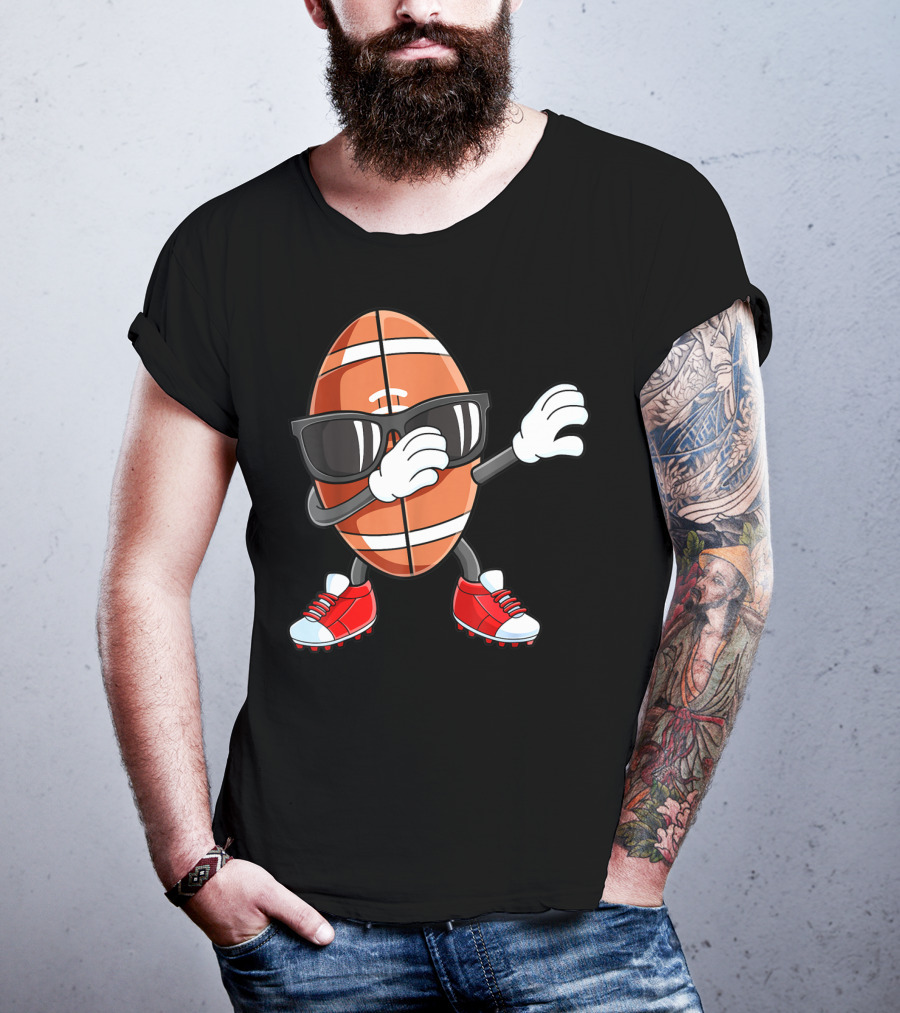 Dabbing Football Sport Funny Dab Dance Cartoon Rugby Player T-Shirt
