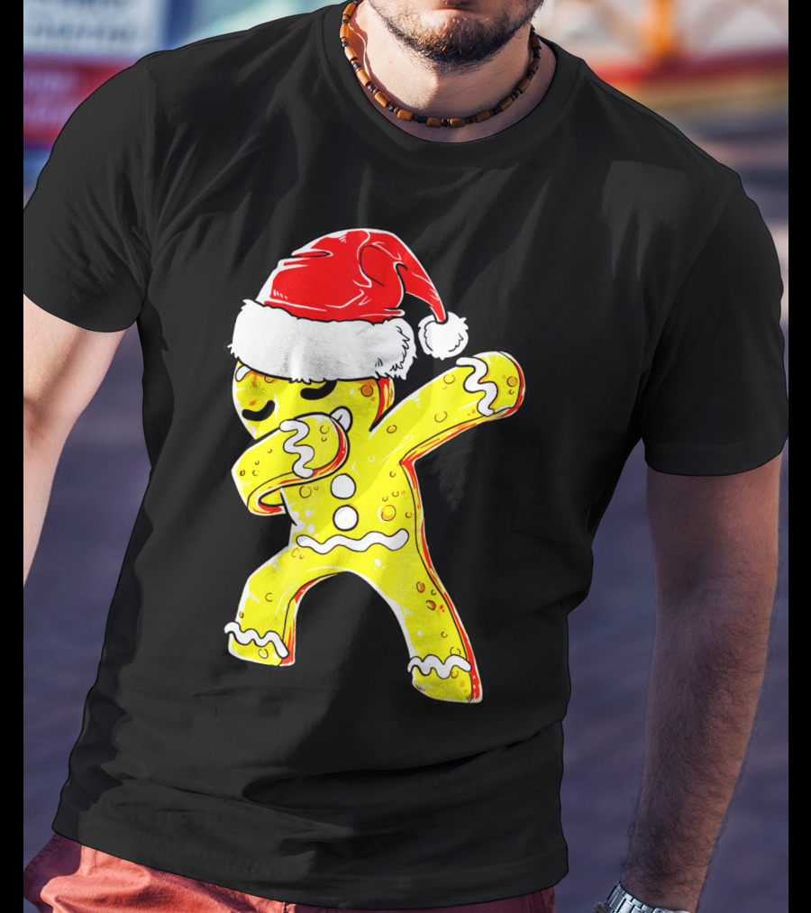 Dabbing Gingerbread Santa Christmas Dance T-Shirt