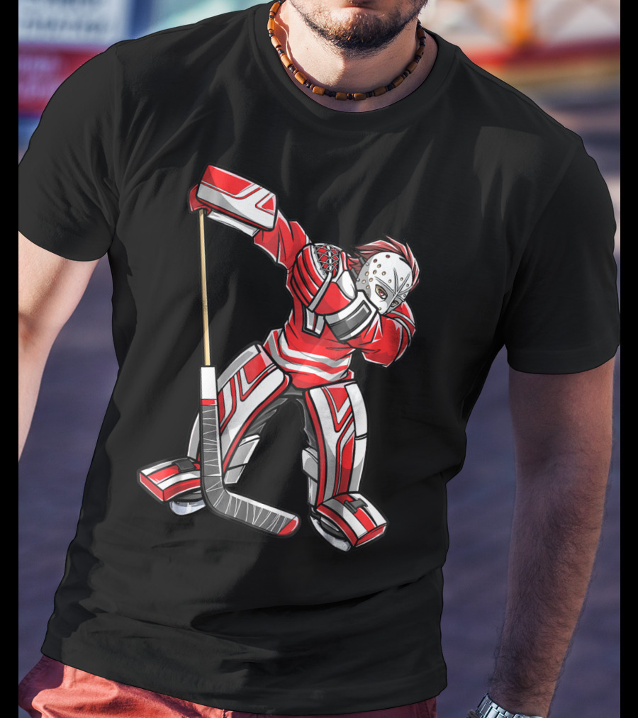 Dabbing Ice Hockey Masked Player Funny Dab Squad T-Shirt