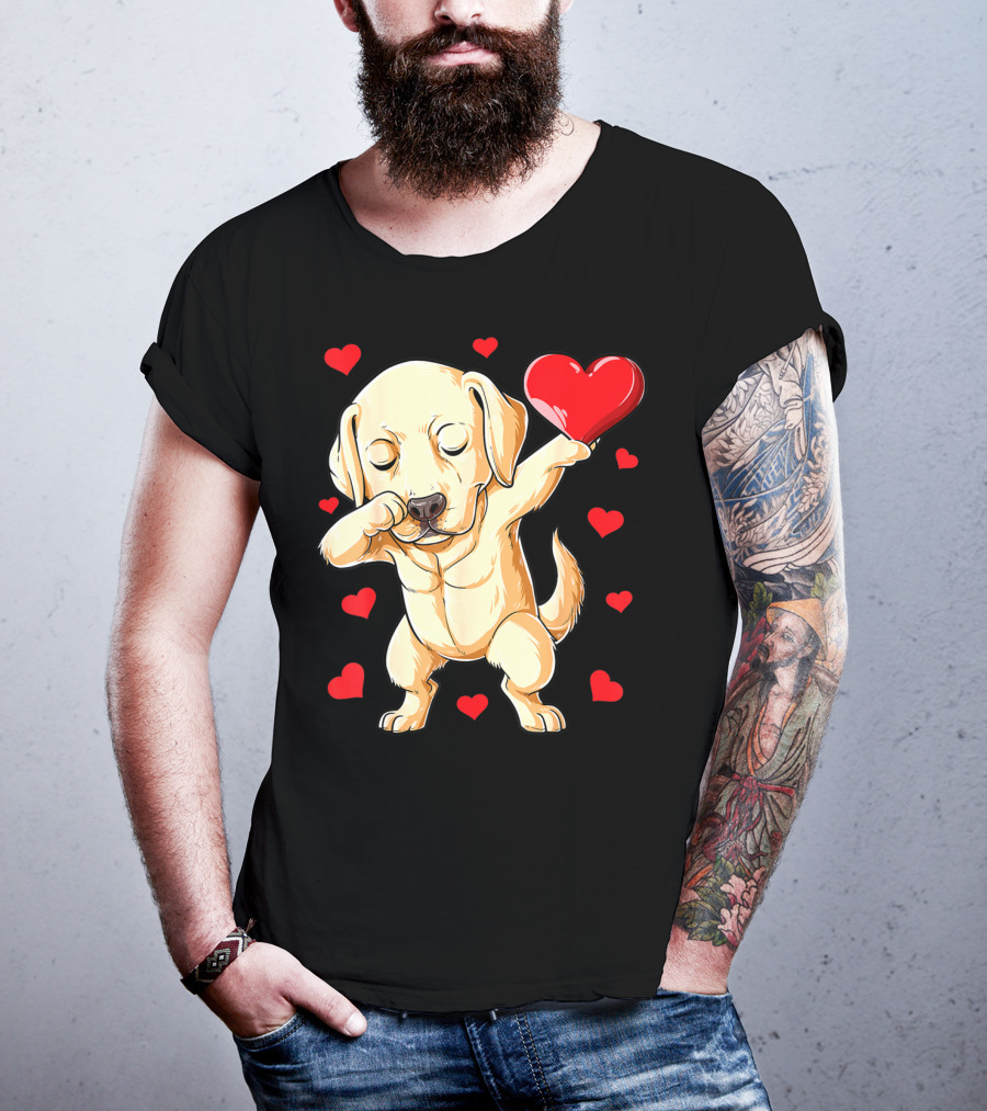 Valentines Day Dabbing Labrador Dog Lover Heart T-Shirt