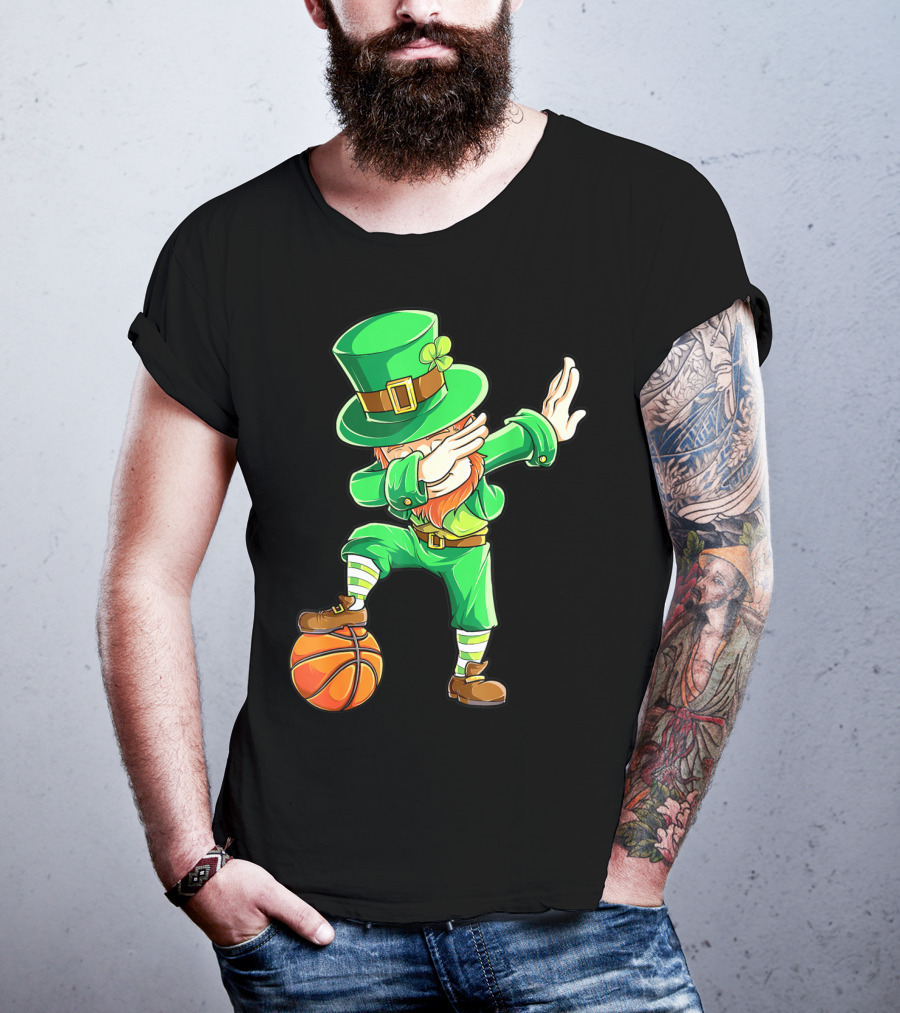 Dabbing Leprechaun On Basketball St. Patrick's Day Fun T-Shirt