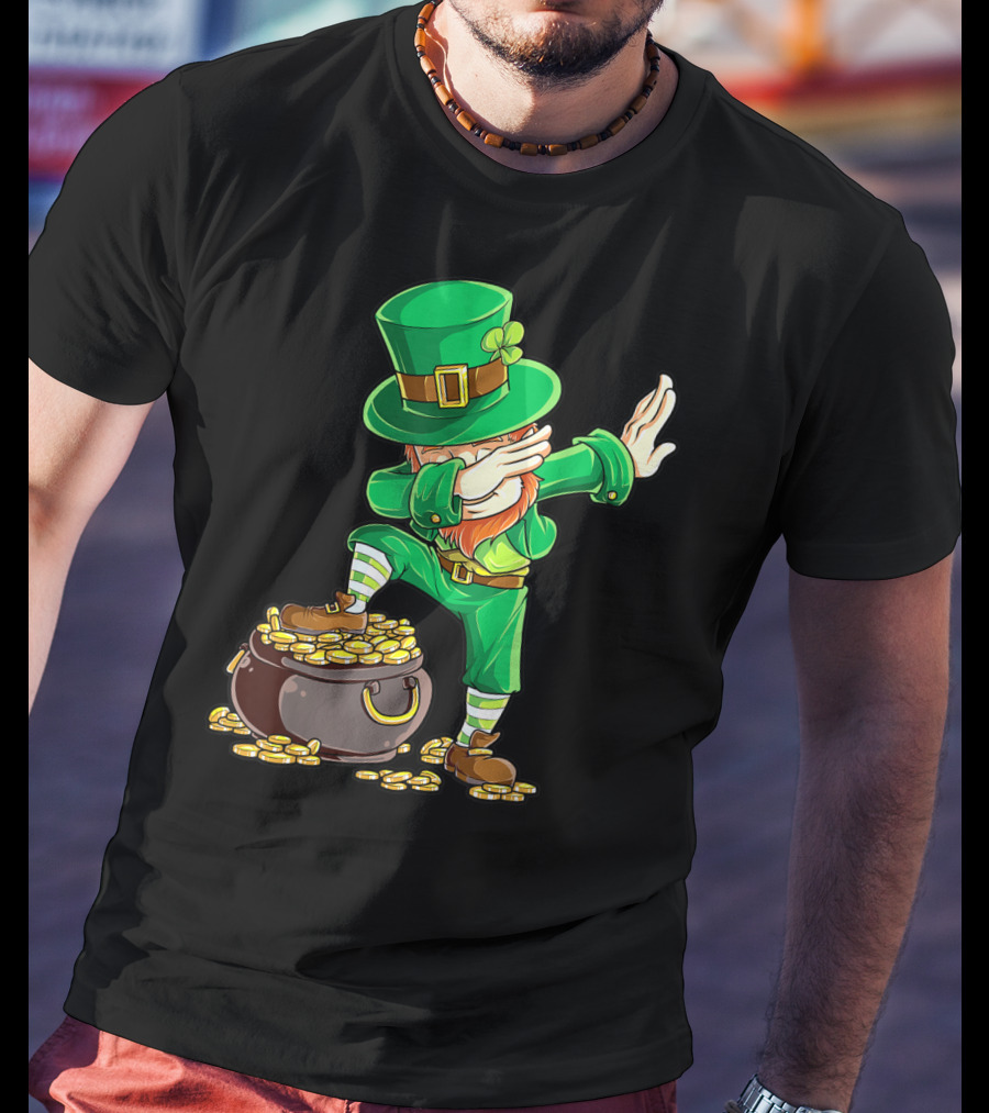 Dabbing Leprechaun Pot Of Gold St Patricks Day T-Shirt