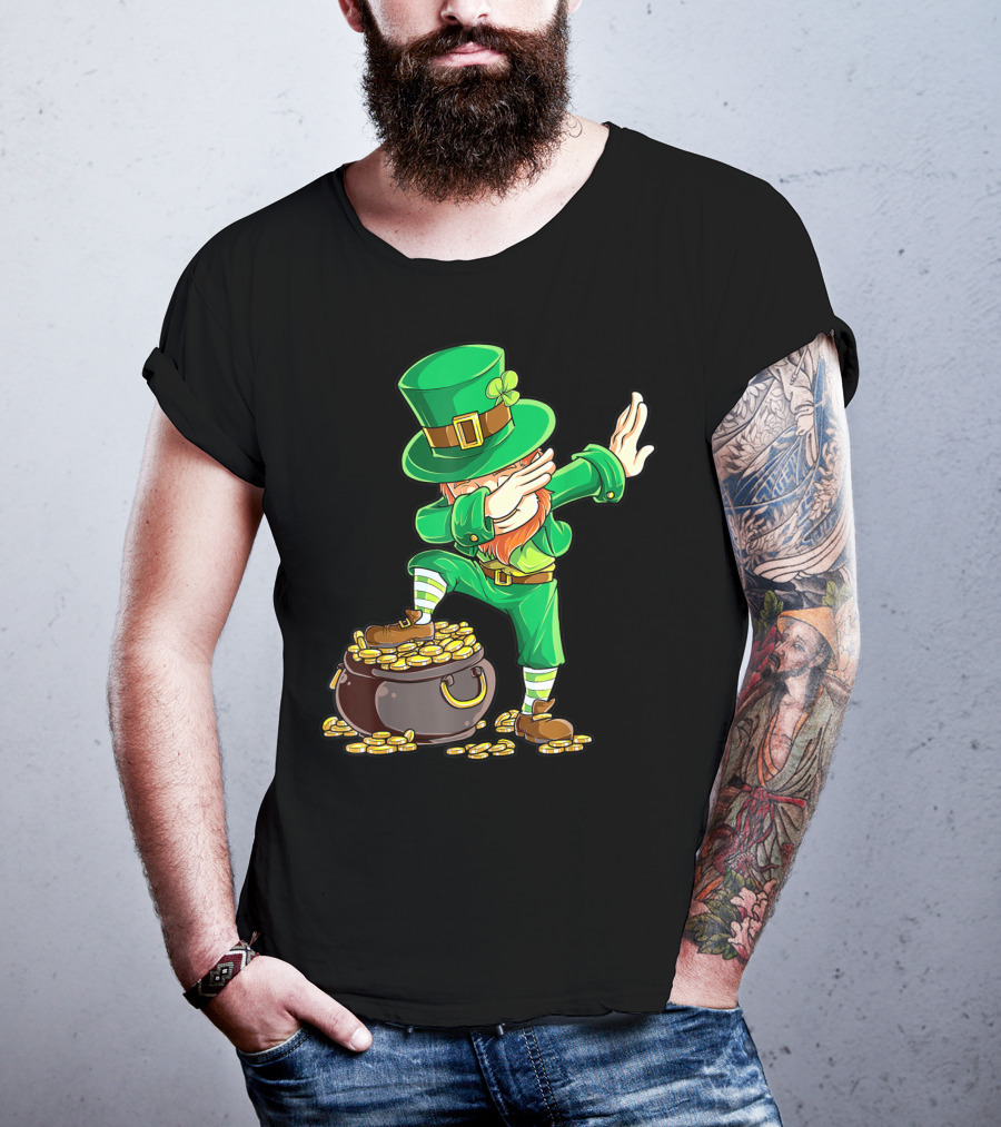 Dabbing Leprechaun Pot Of Gold St Patricks Day T-Shirt