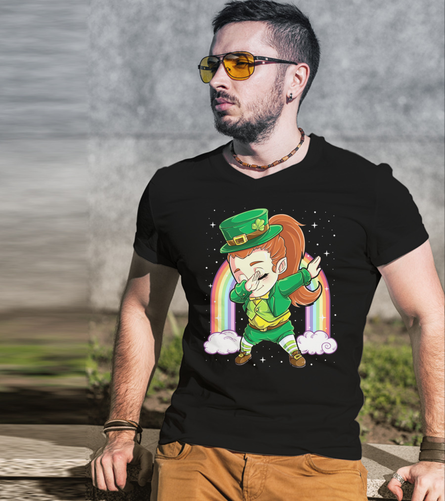 Dabbing Leprechaun St Patricks Day Women Dab Rainbow Special T-Shirt