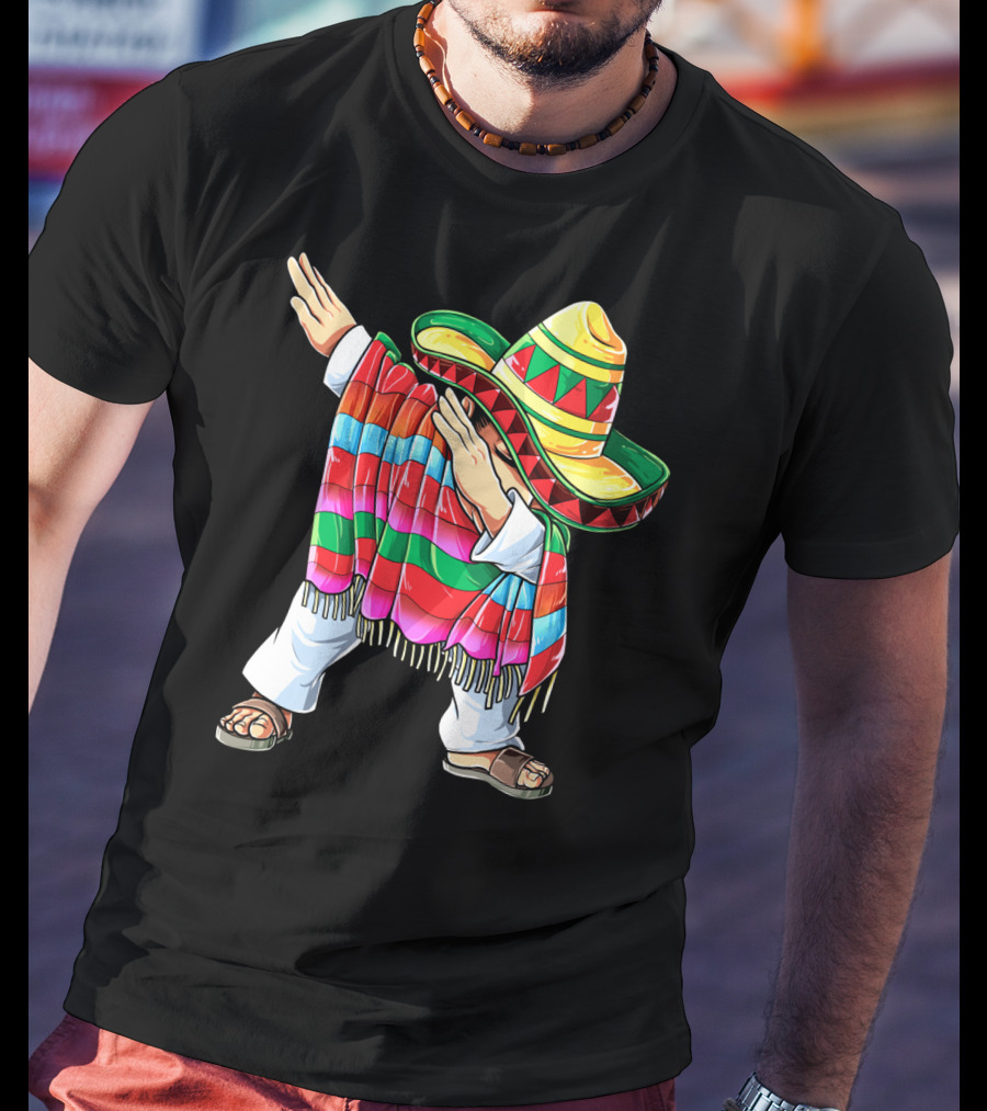 Cinco De Mayo Dabbing Sombrero Mexican Poncho Funny Dance T-Shirt