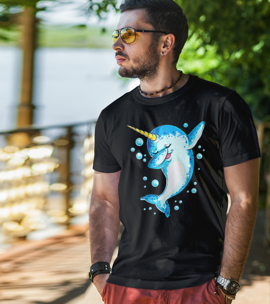 Dabbing Narwhal Unicorn For Girls And Boys Playful Sea Creature T-Shirt