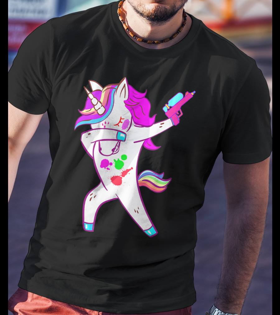 Dabbing Unicorn With Paintball Gun For Men And Teen Players T-Shirt