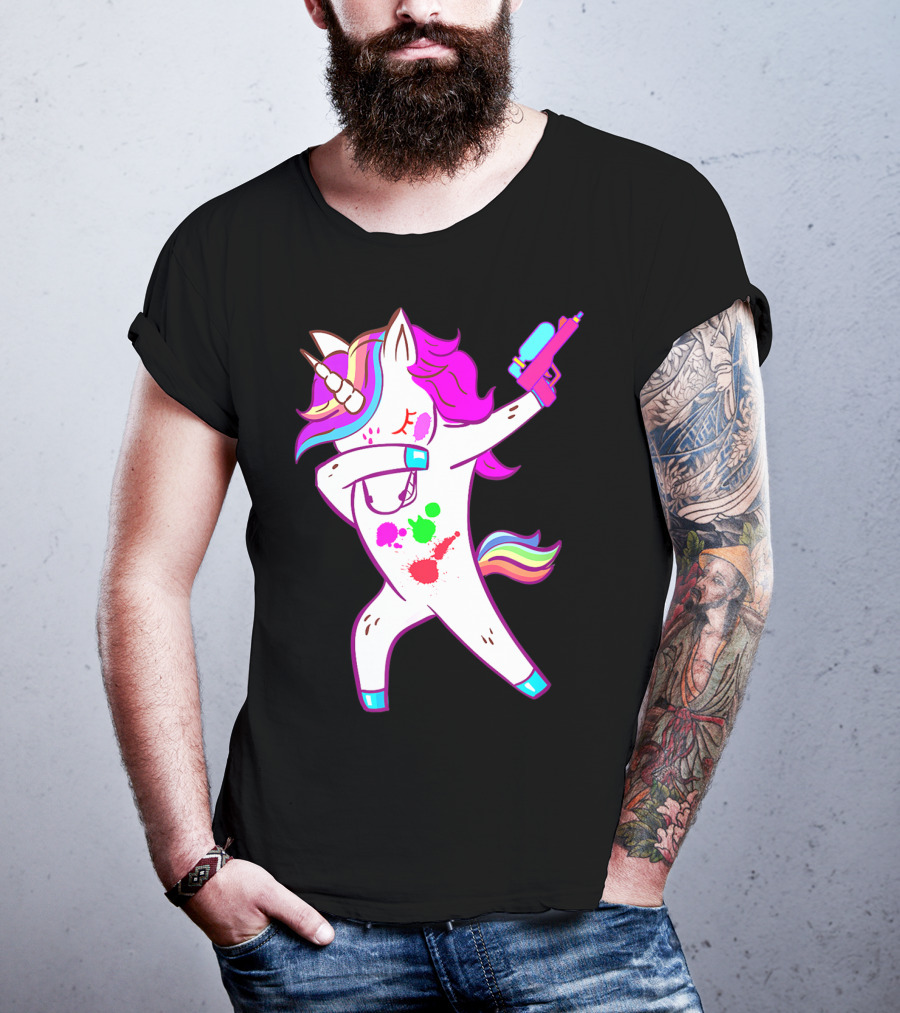Dabbing Unicorn With Paintball Gun For Men And Teen Players T-Shirt
