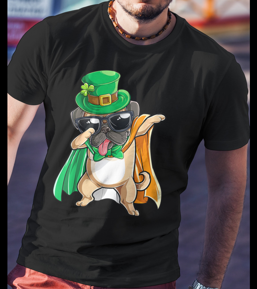 Dabbing Pug Leprechaun St Patrick's Day Boys Irish T-Shirt