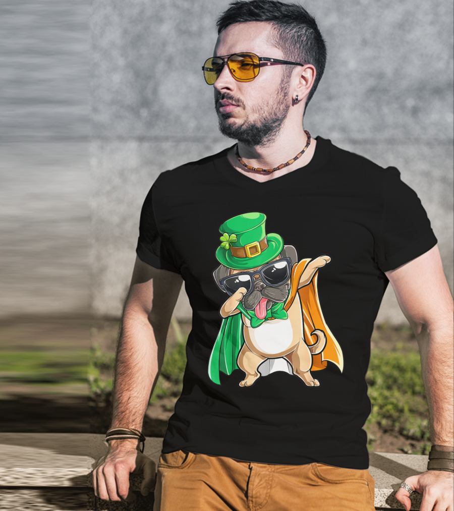 Dabbing Pug Leprechaun St Patrick's Day Boys Irish T-Shirt