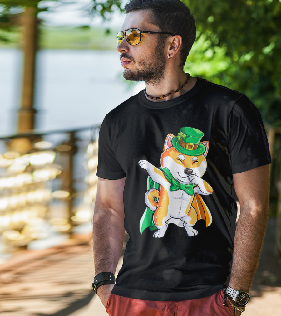 Dabbing Shiba Inu Leprechaun St Patricks Day Irish T-Shirt
