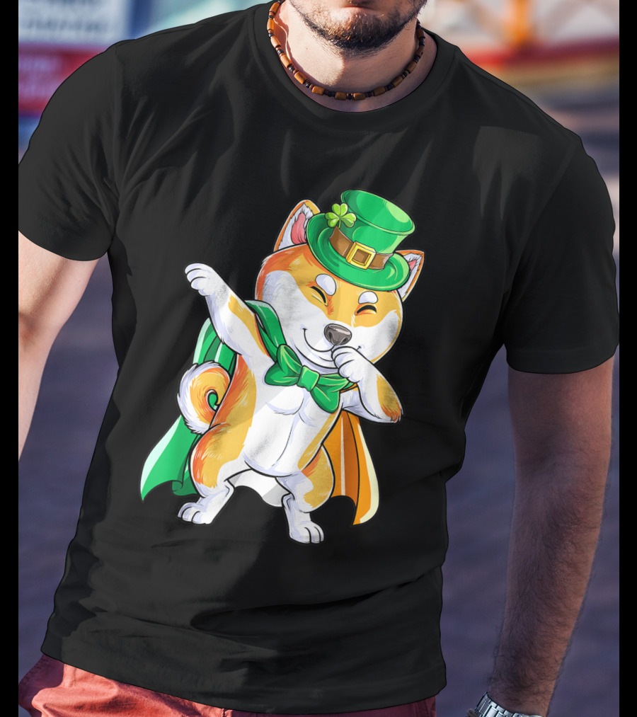 Dabbing Shiba Inu Leprechaun St Patricks Day Irish T-Shirt
