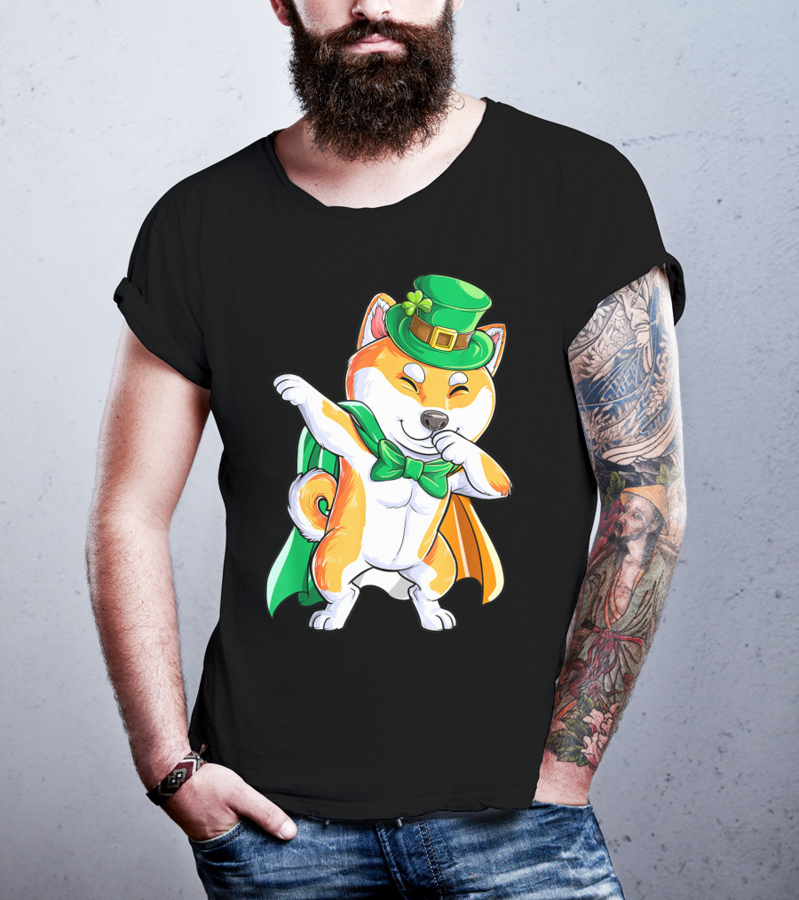 Dabbing Shiba Inu Leprechaun St Patricks Day Irish T-Shirt