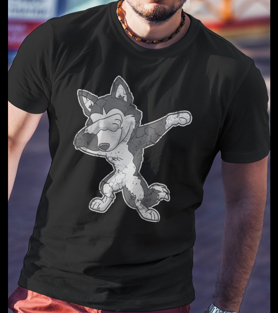 Dabbing Siberian Husky Dog Dab Cartoon T-Shirt