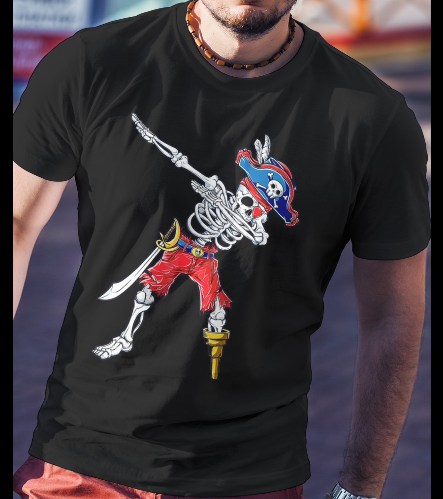 Dabbing Skeleton Pirate Jolly Roger Kids Skull Boys T-Shirt