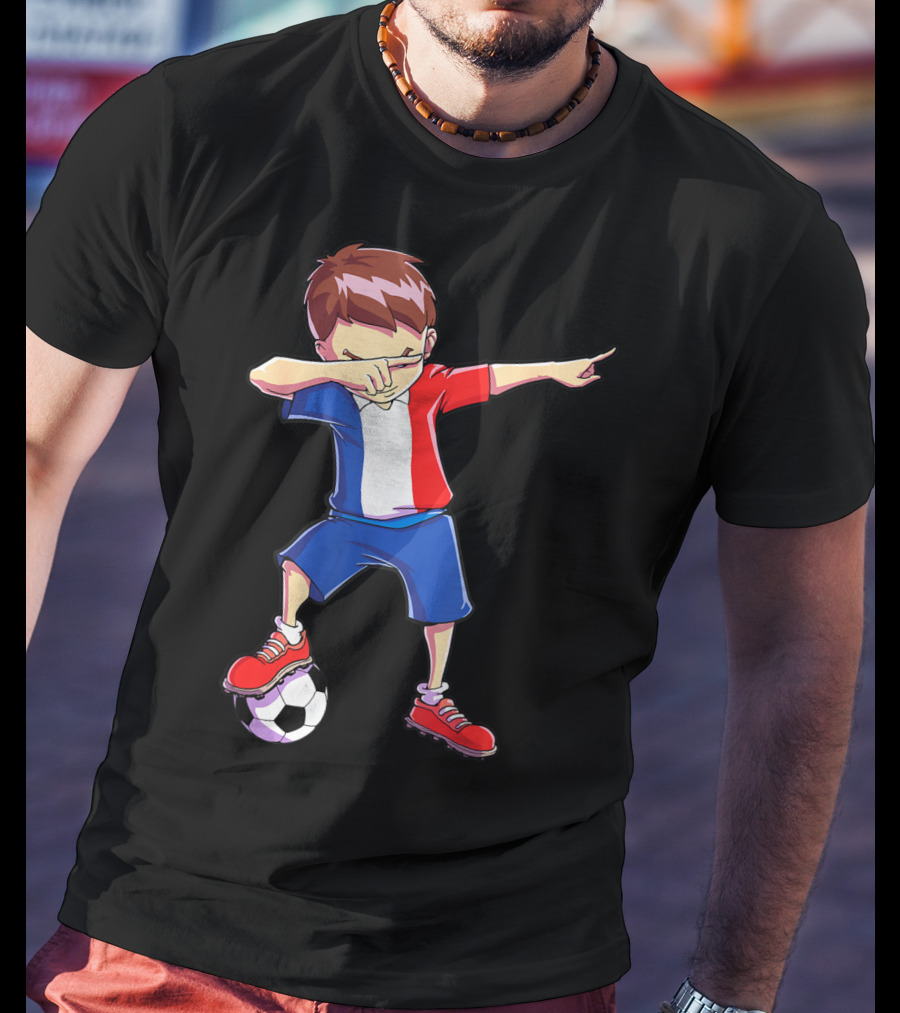 France Dabbing Soccer Player Boys Men French Football T-Shirt