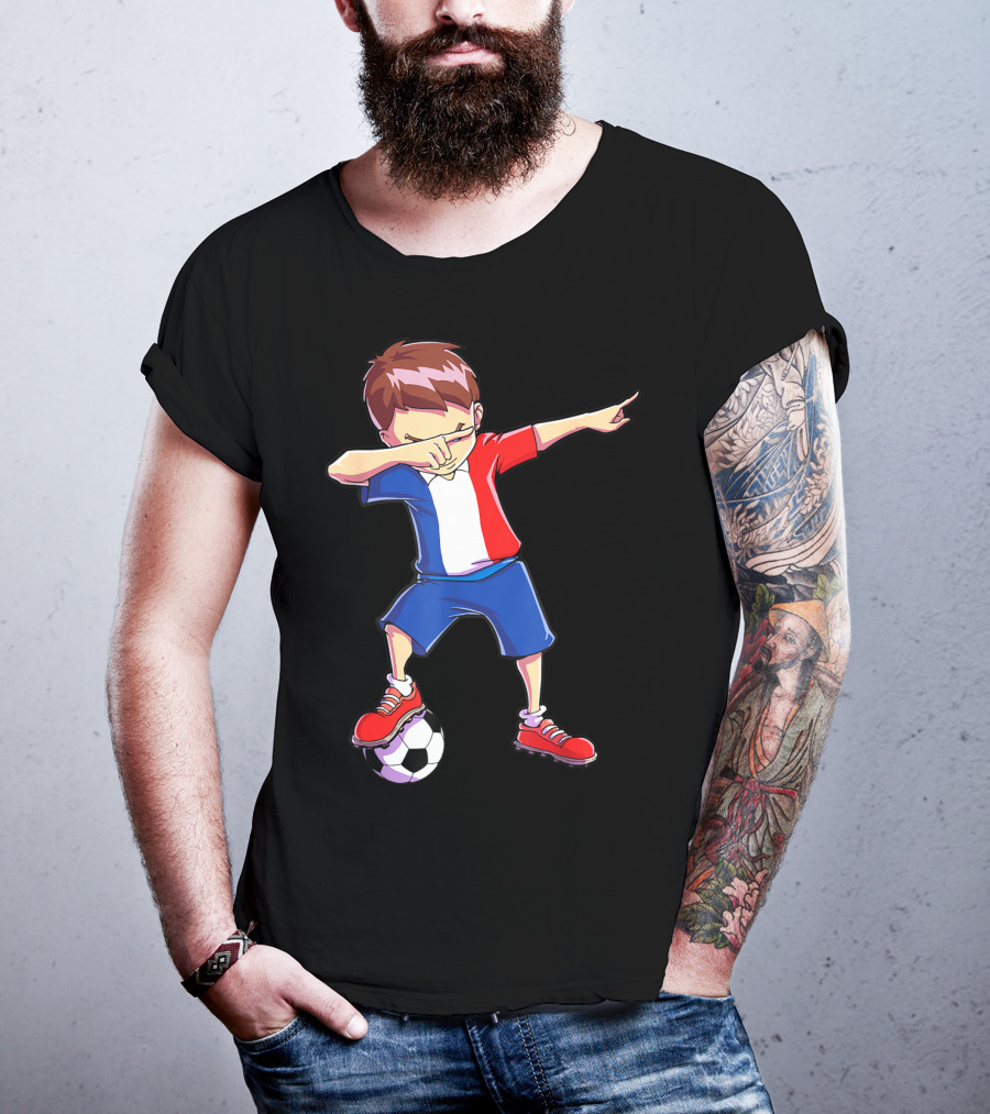 France Dabbing Soccer Player Boys Men French Football T-Shirt