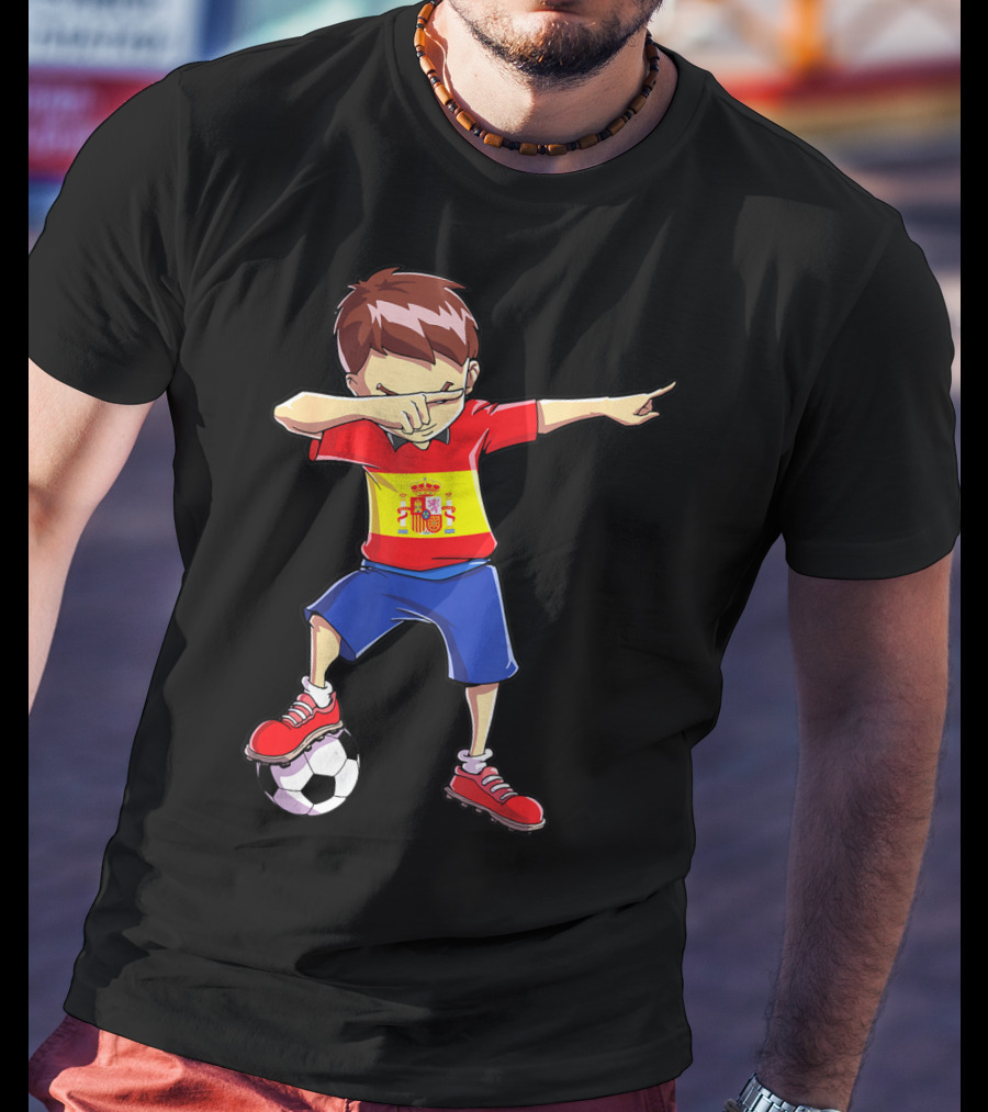 Spain Soccer Dabbing Kid Spanish Football T-Shirt