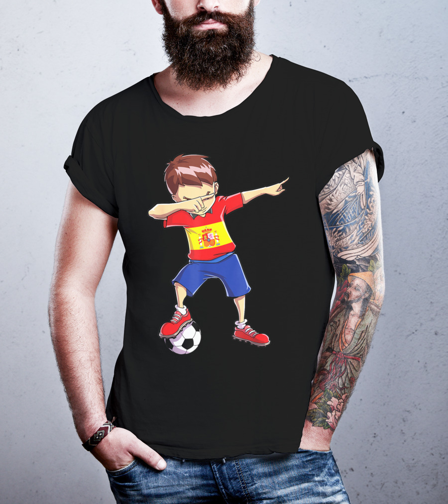 Spain Soccer Dabbing Kid Spanish Football T-Shirt