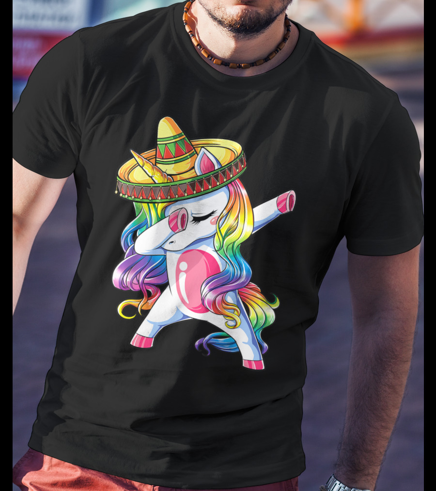 Funny Dabbing Unicorn Rainbow Sombrero Cinco De Mayo Women T-Shirt
