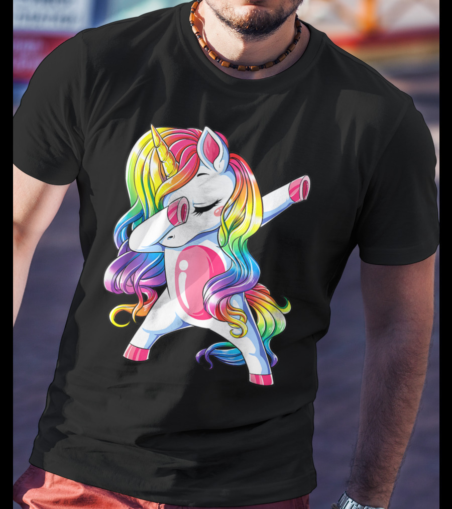 Dabbing Unicorn Rainbow Dance Squad Women Funny Dab T-Shirt