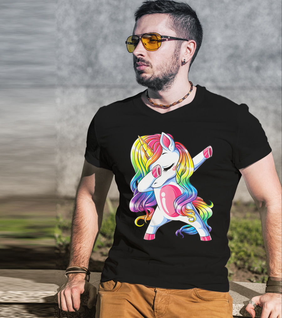 Dabbing Unicorn Rainbow Dance Squad Women Funny Dab T-Shirt