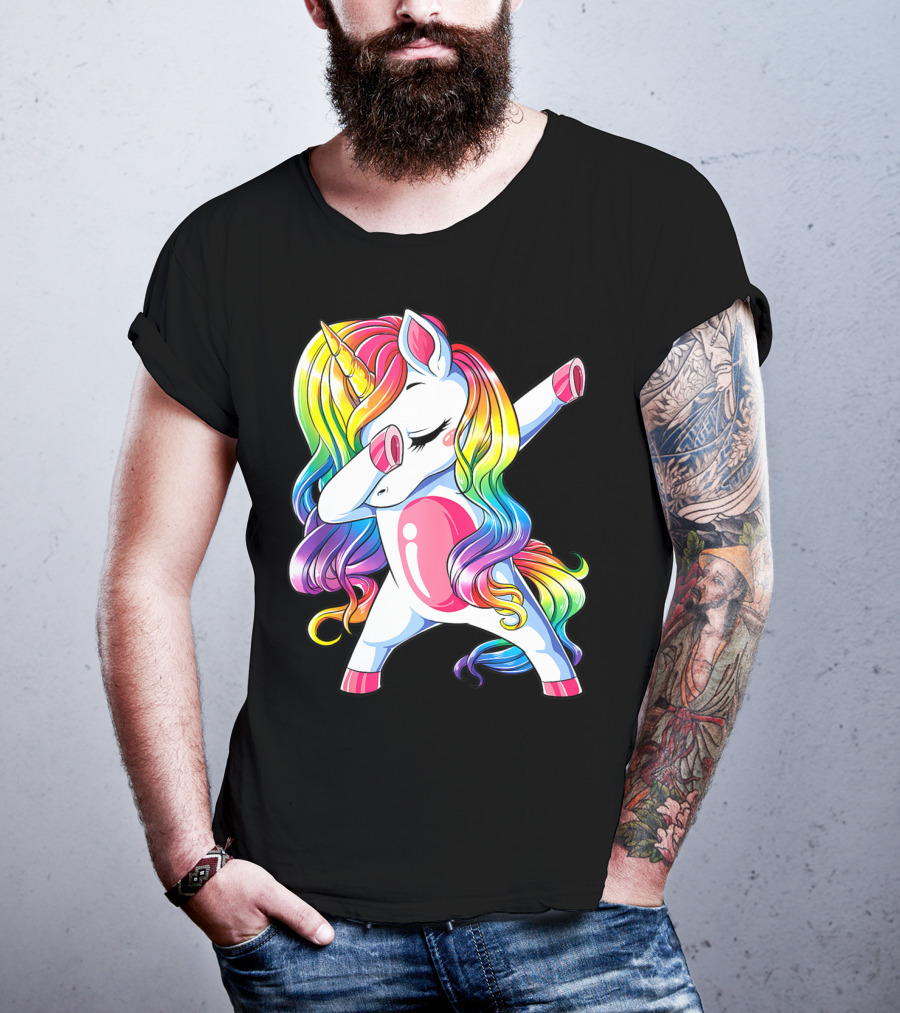 Dabbing Unicorn Rainbow Dance Squad Women Funny Dab T-Shirt