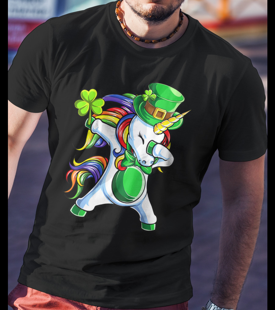 Dabbing Unicorn Lepricorn St Patricks Day Girls T-Shirt