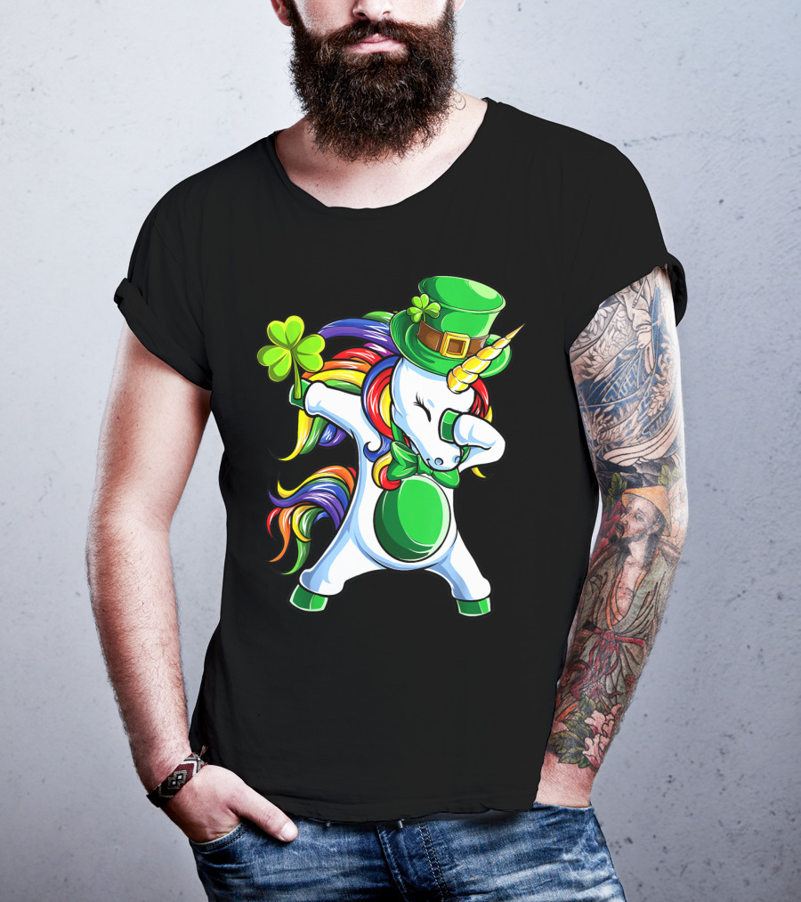 Dabbing Unicorn Lepricorn St Patricks Day Girls T-Shirt
