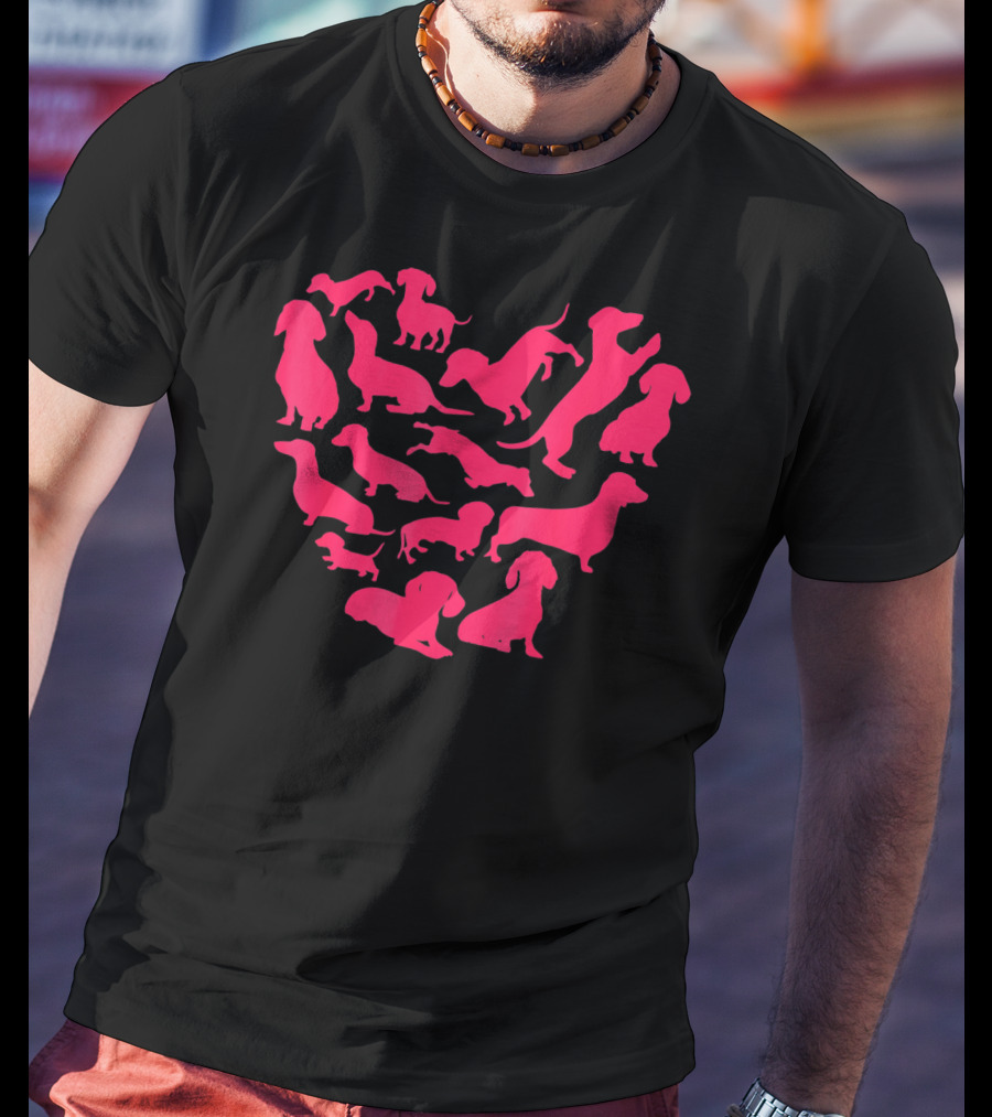Dachshund Valentines Day Sausage Dog Lover Heart T-Shirt