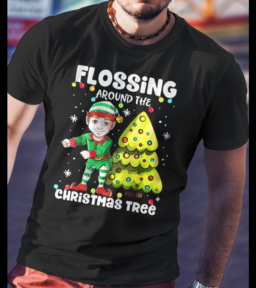 Flossing Elf Dancing Around The Christmas Tree T-Shirt